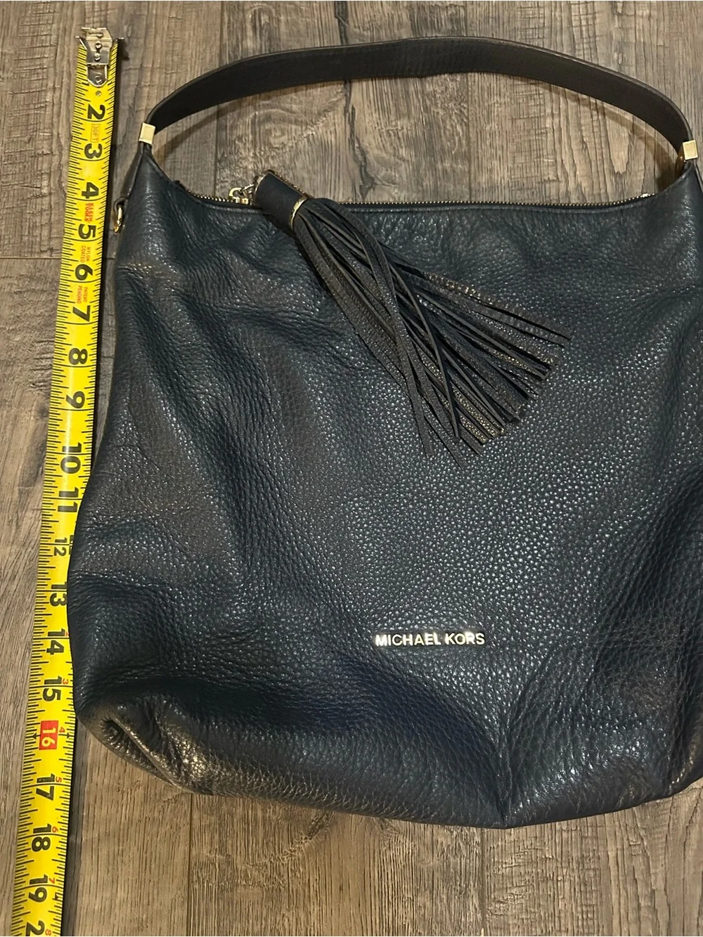 Michael Kors Black Pebbled Leather Tassel Shoulder Bag